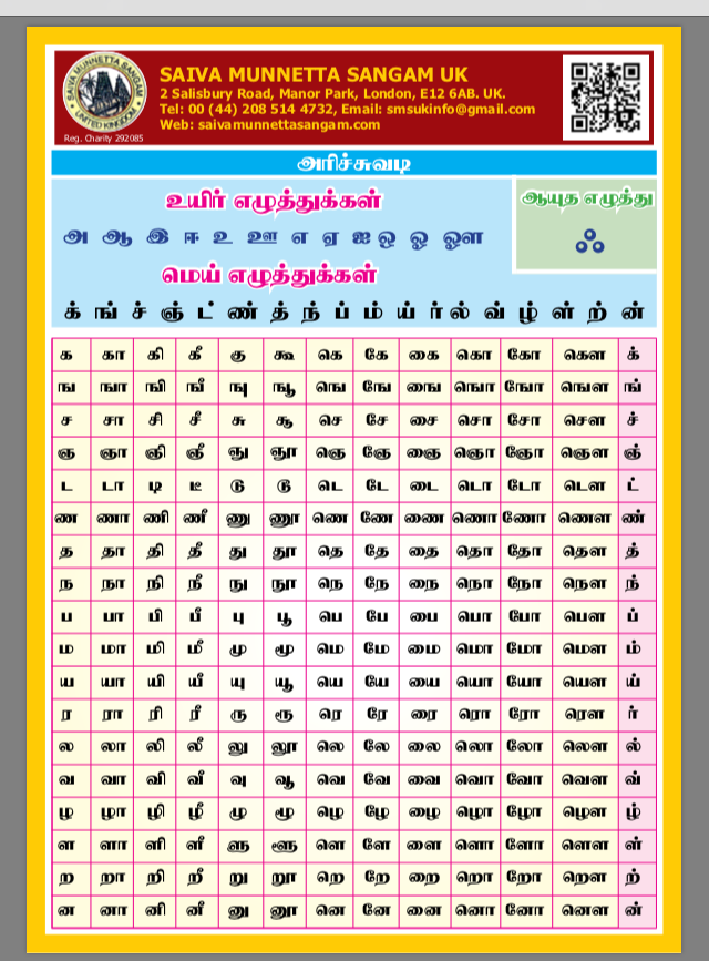 லண்டன் கோவில்களுக்கும் தமிழ் பாடசாலைகளுக்கும் அரிச்சுவடி ஏடு அன்பளிப்பு 